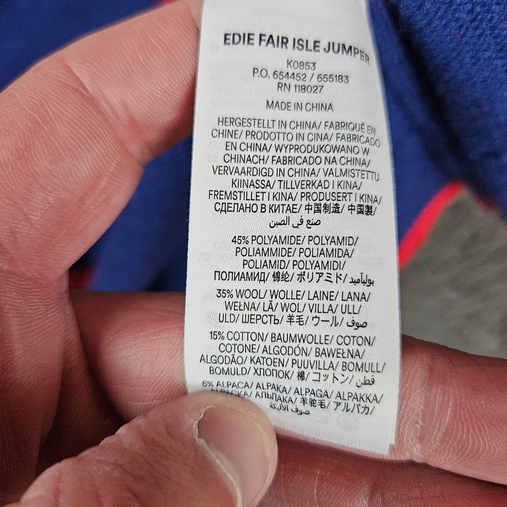 Boden Edie Fair Isle Jumper Nutcracker Sweater Blue Wool Alpaca XL - Picture 7 of 9